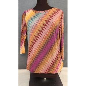 Ruby Rd. Women's Tunic Sz‎ PL Zigzag Pattern Embellished Round Neck Ruched Side